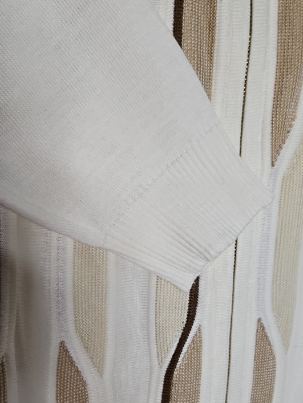 Stacy Adams Cream Knit Zip Sweater with Brown Accent - Picture 4 of 7